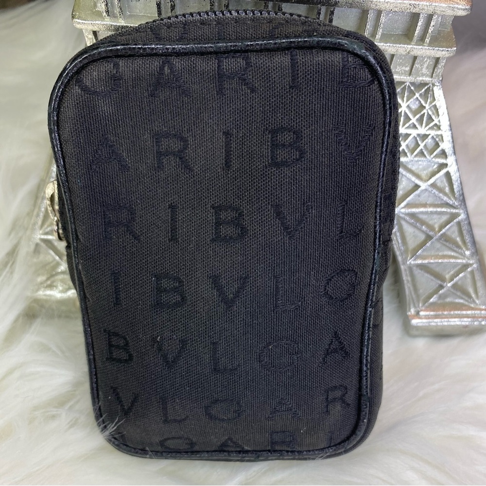 Bvlgari Mono Logo Mania Mini Black Zip Pouch Case